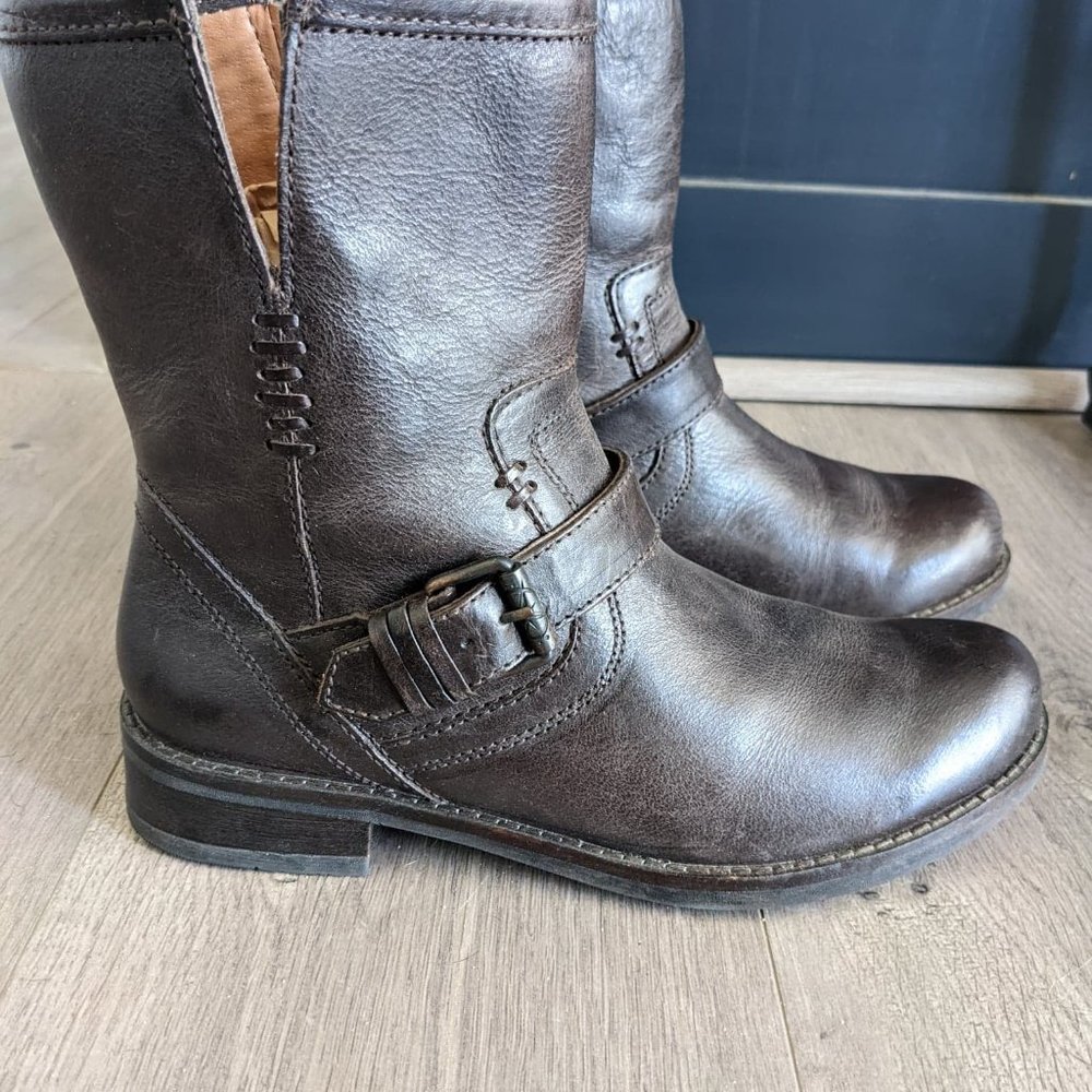 Bussola Norfolk Noely Dakota Ebony Boots Women 40 Dark Brown Leather Mid Calf